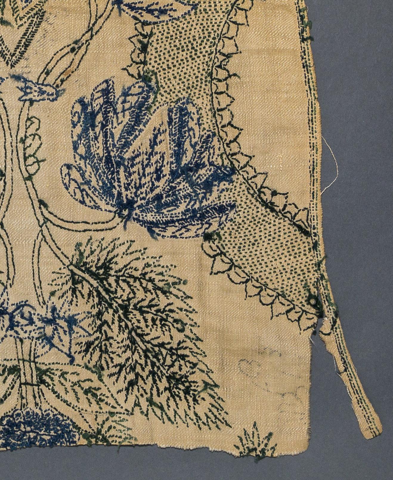 1967.0087 Textile, embroidered, reverse, detail 1