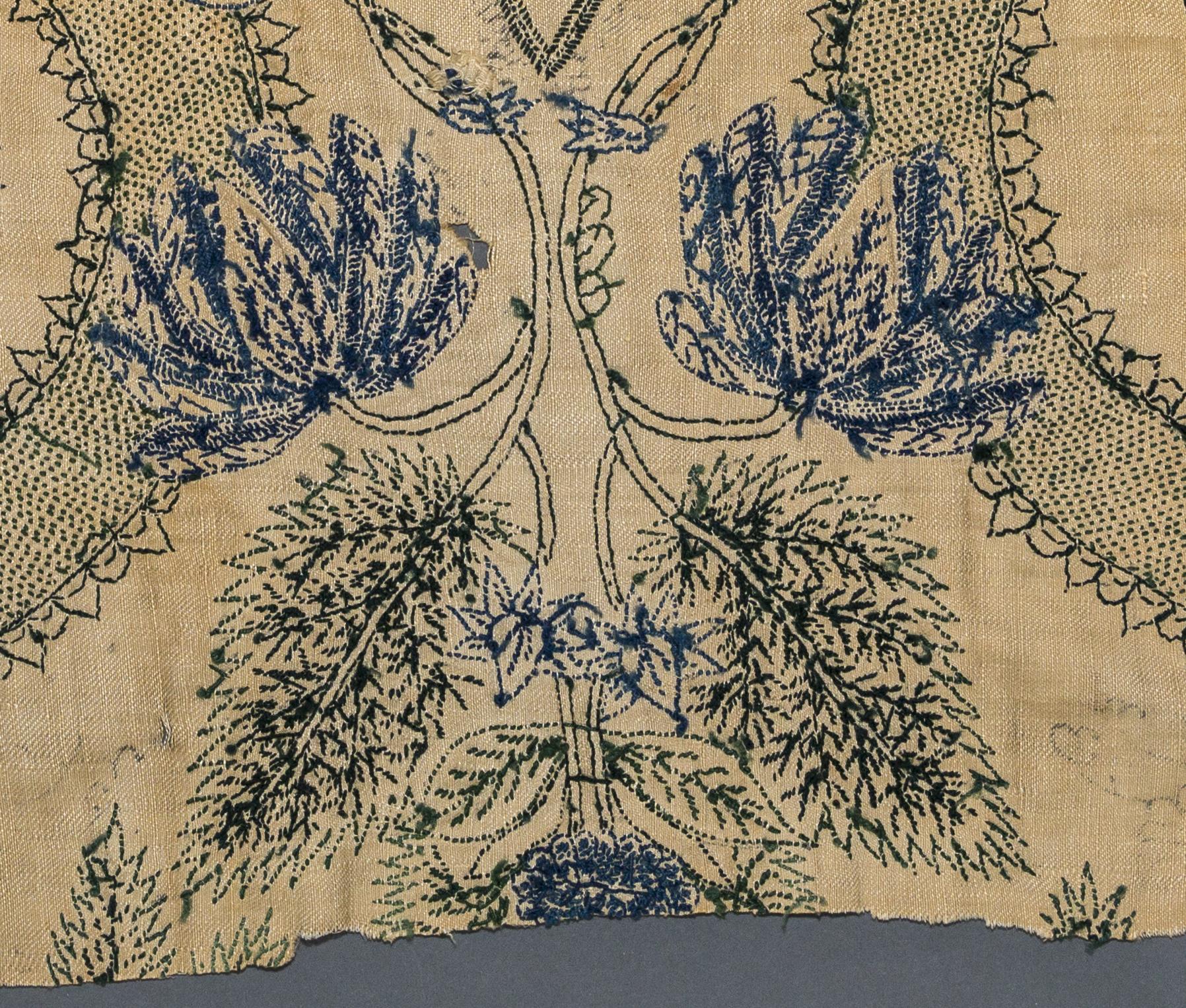 1967.0087 Textile, embroidered, reverse, detail 2
