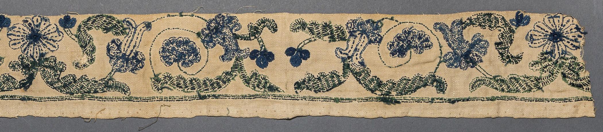 1967.0088 Textile, embroidered, reverse, detail 1