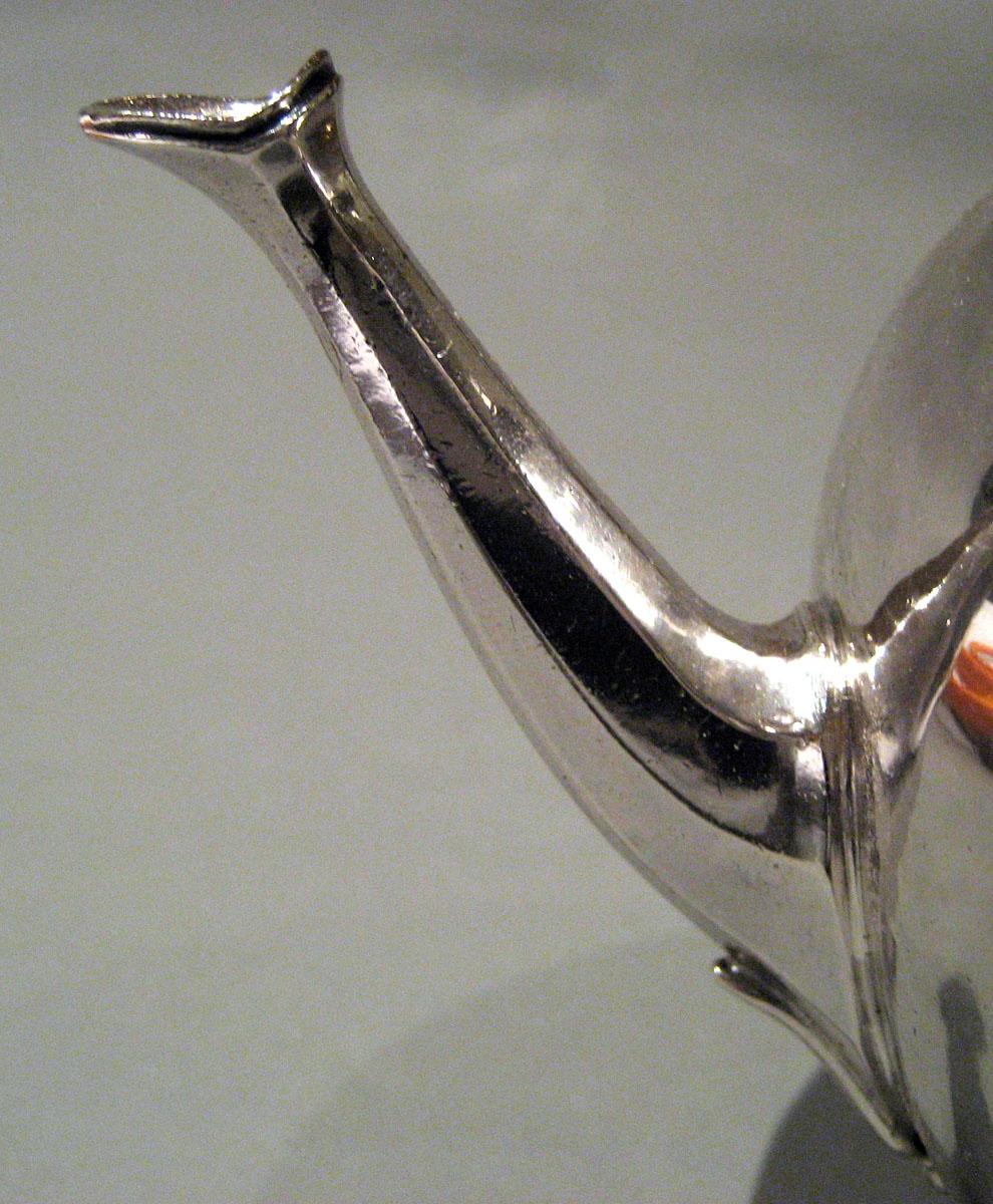 2016.0003 A, B Silver Teapot spout detail