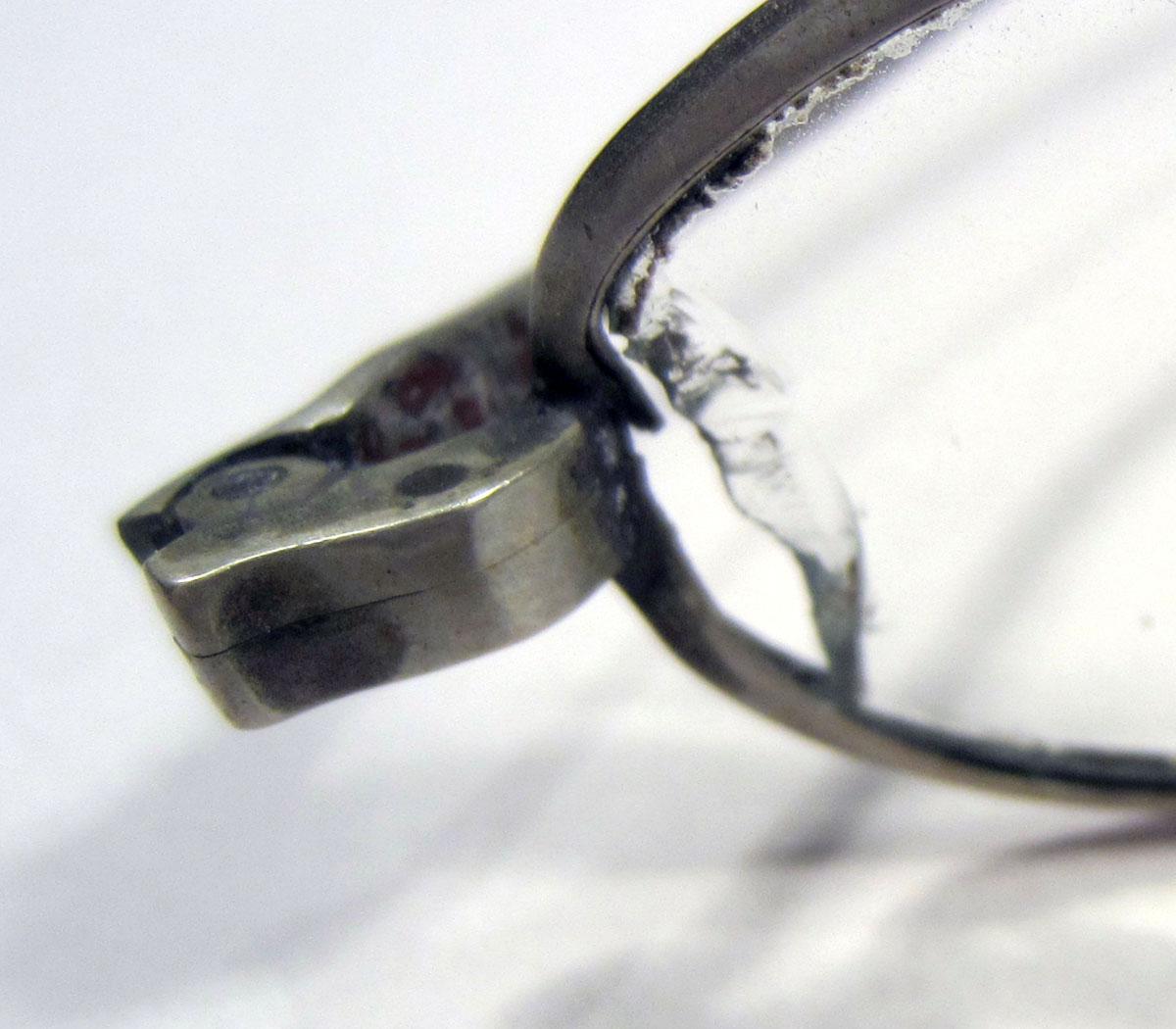 1967.0634 Silver Spectacles detail damage