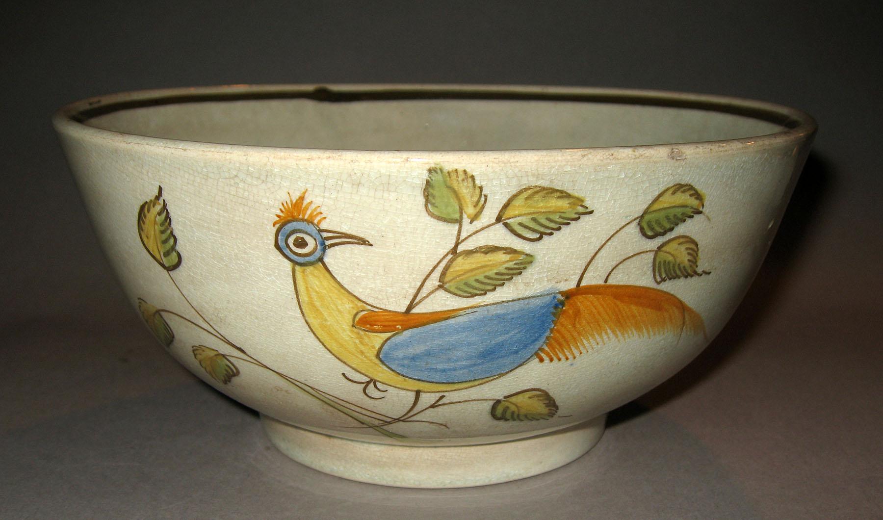 1967.0673 Pearlware peafowl bowl