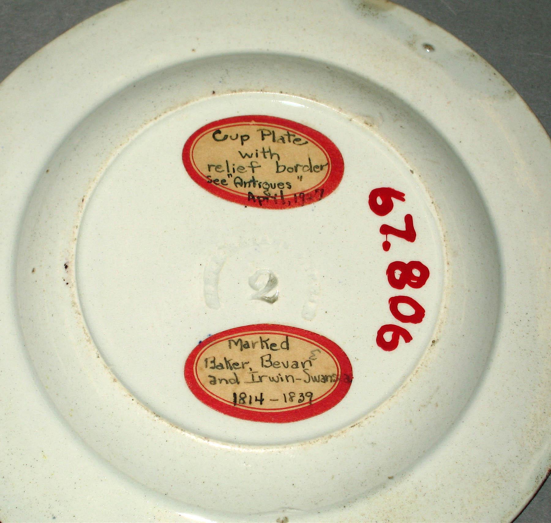1967.0806 Molded pearlware cup plate (underside)