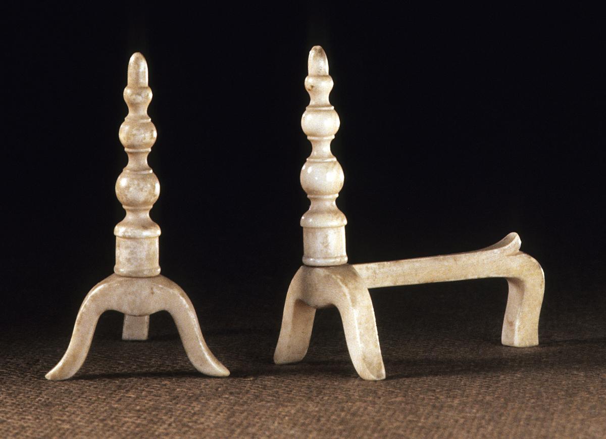 1967.0869.001,.002 Scrimshaw Andirons