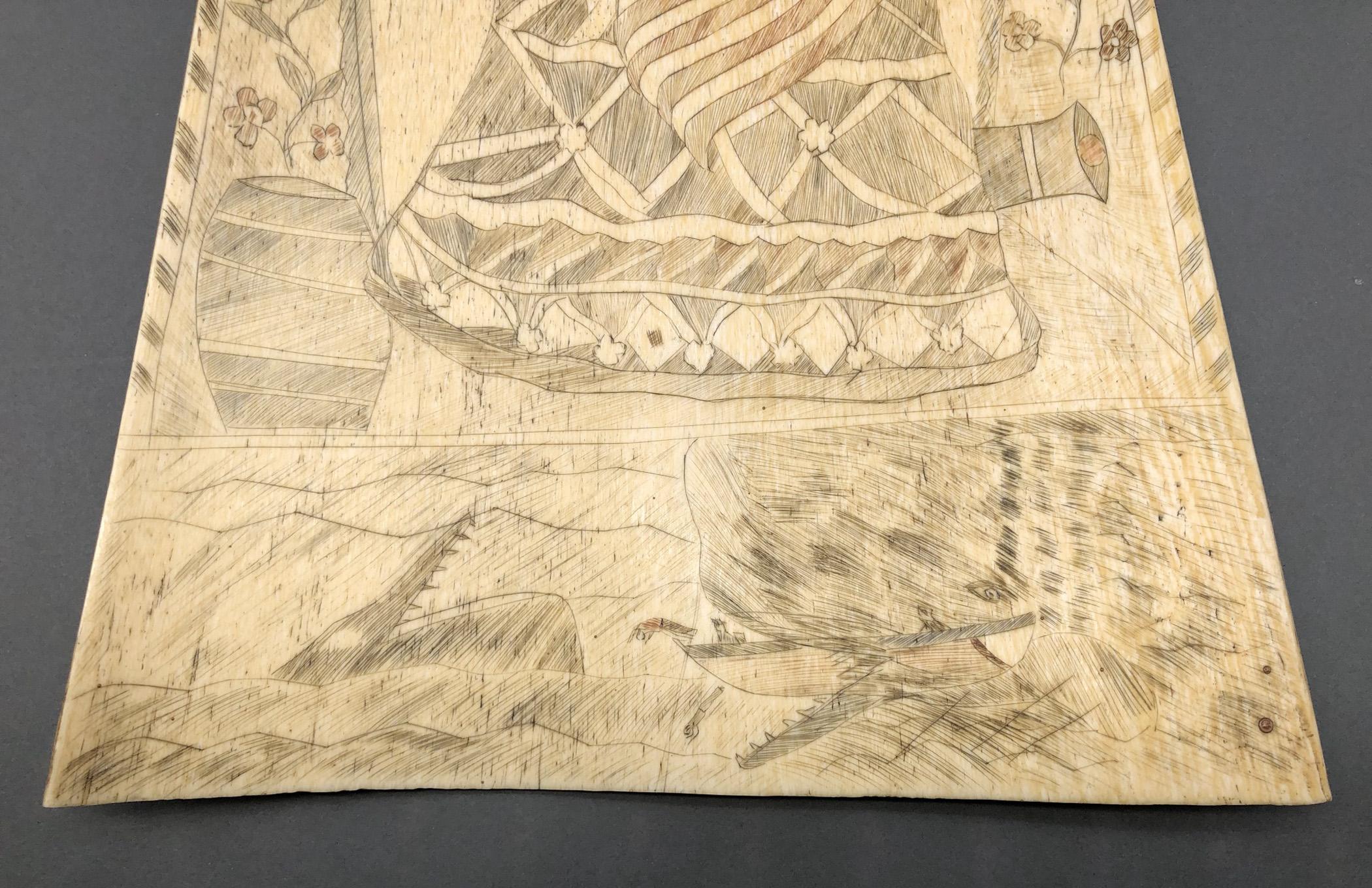1967.0888 Plaque, Scrimshaw picture, view10 Obverse detail
