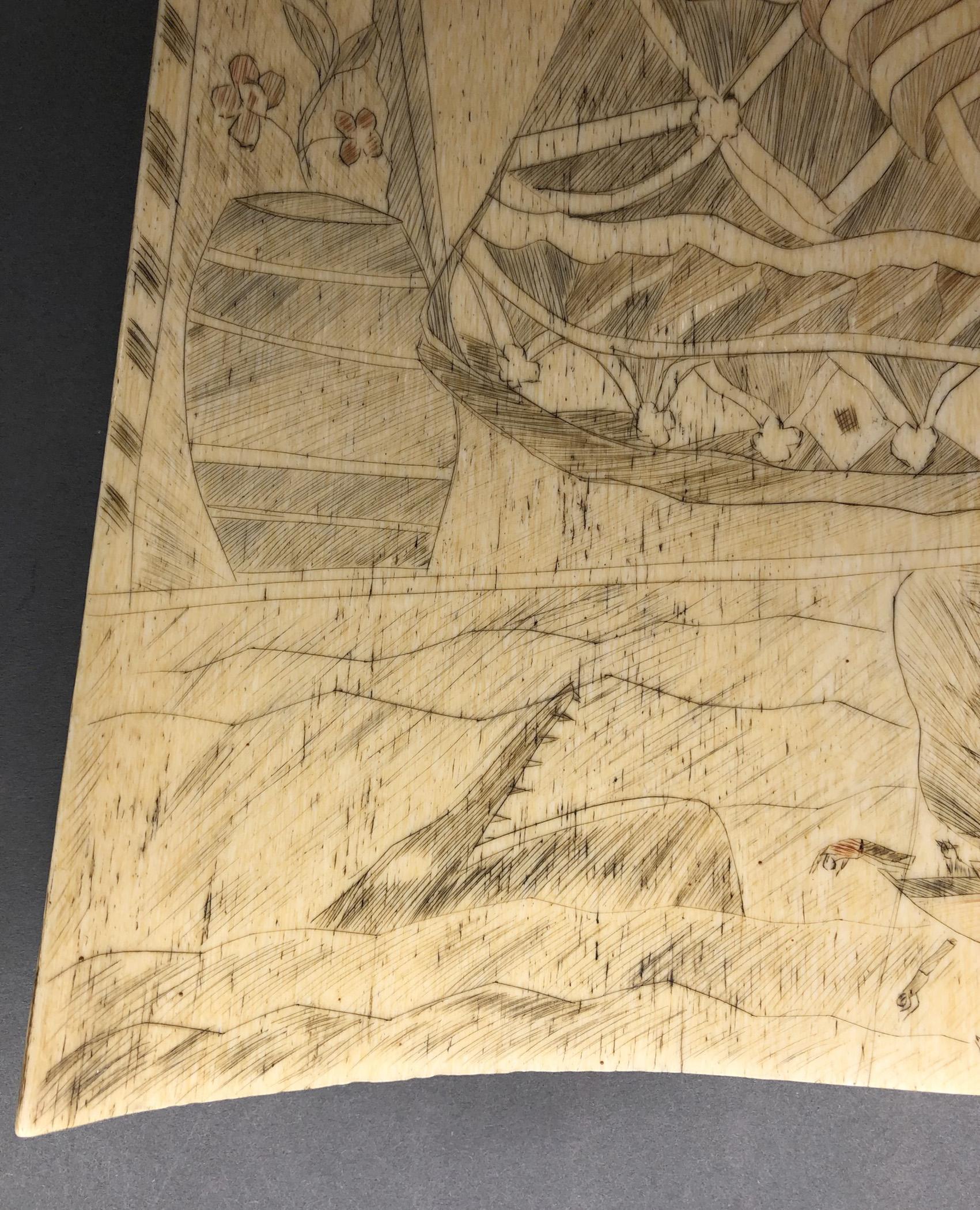 1967.0888 Plaque, Scrimshaw picture, view11 Obverse detail