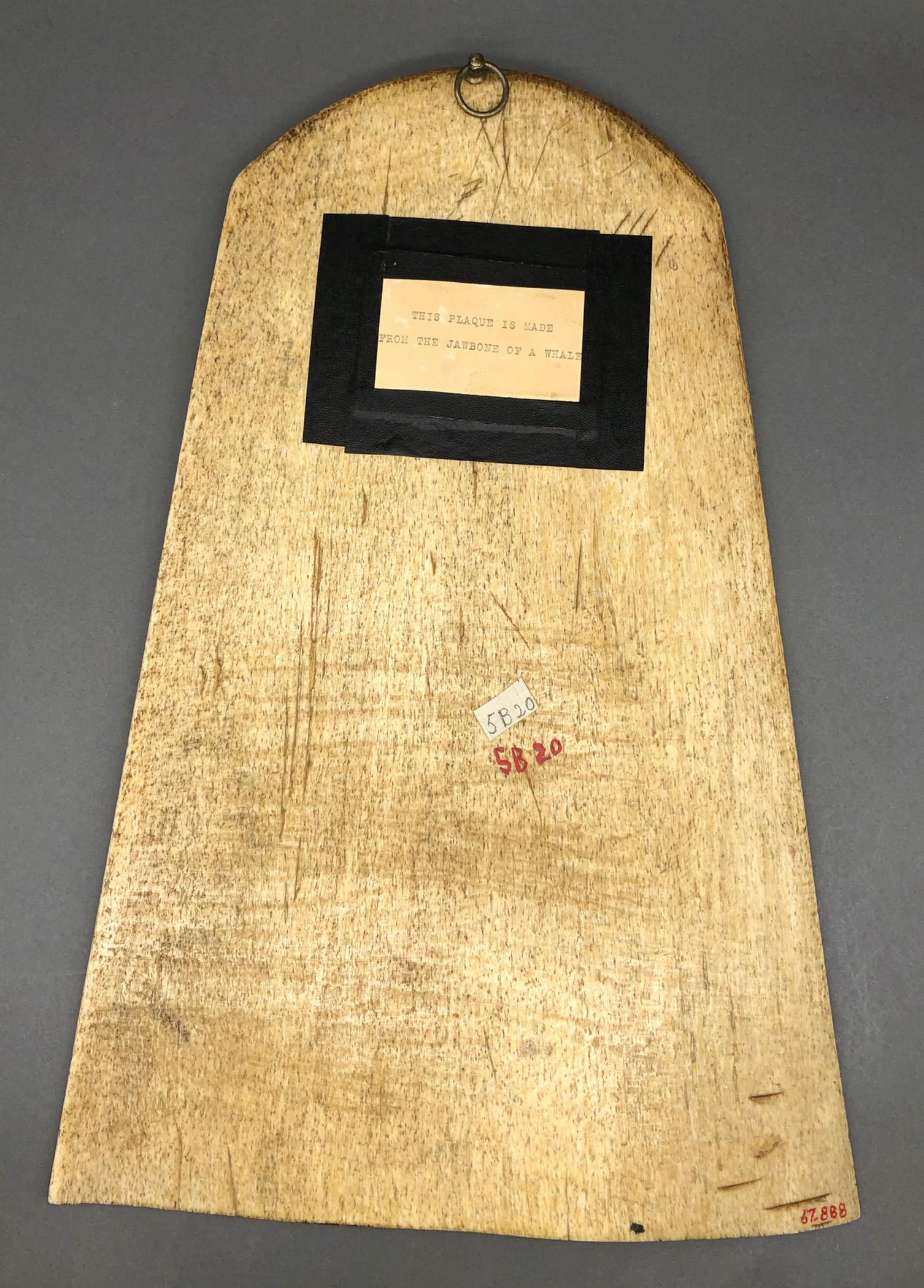1967.0888 Plaque, Scrimshaw picture, view13 Reverse