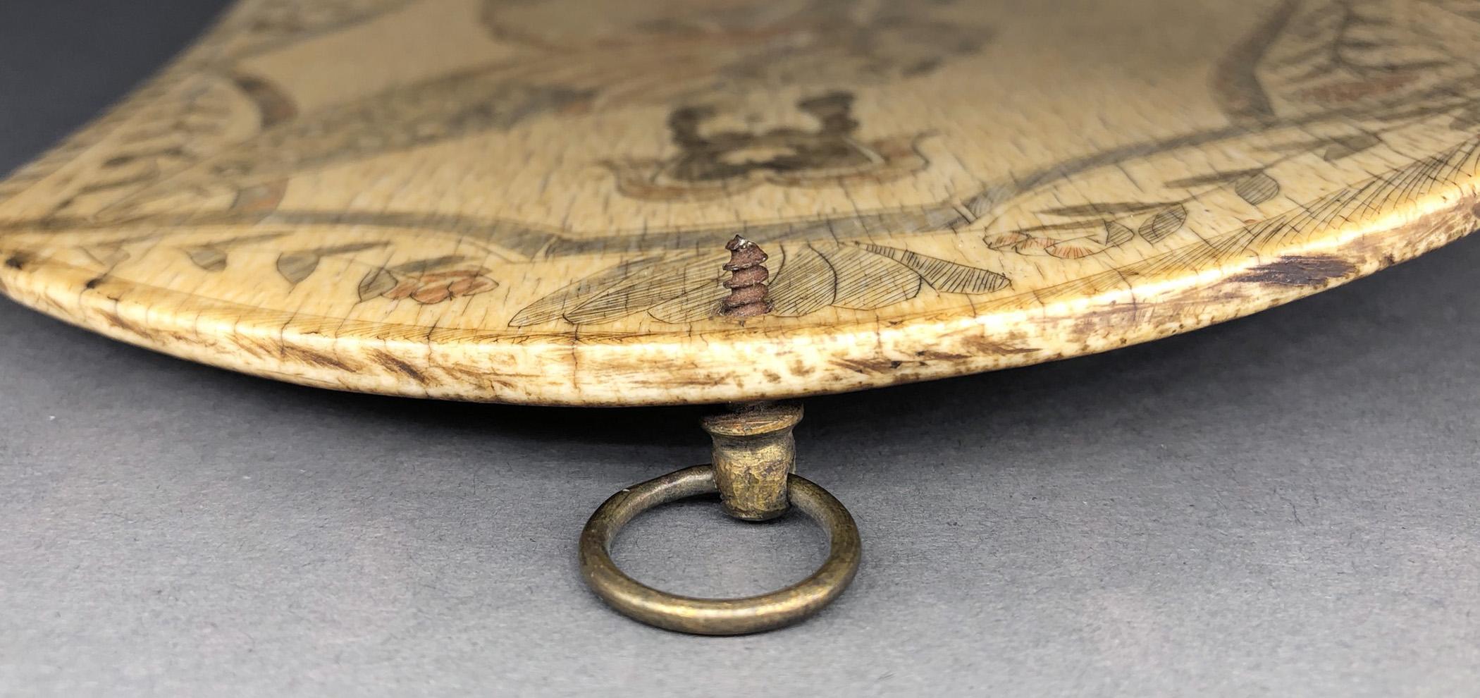 1967.0888 Plaque, Scrimshaw picture, view4 Obverse Top Edge detail