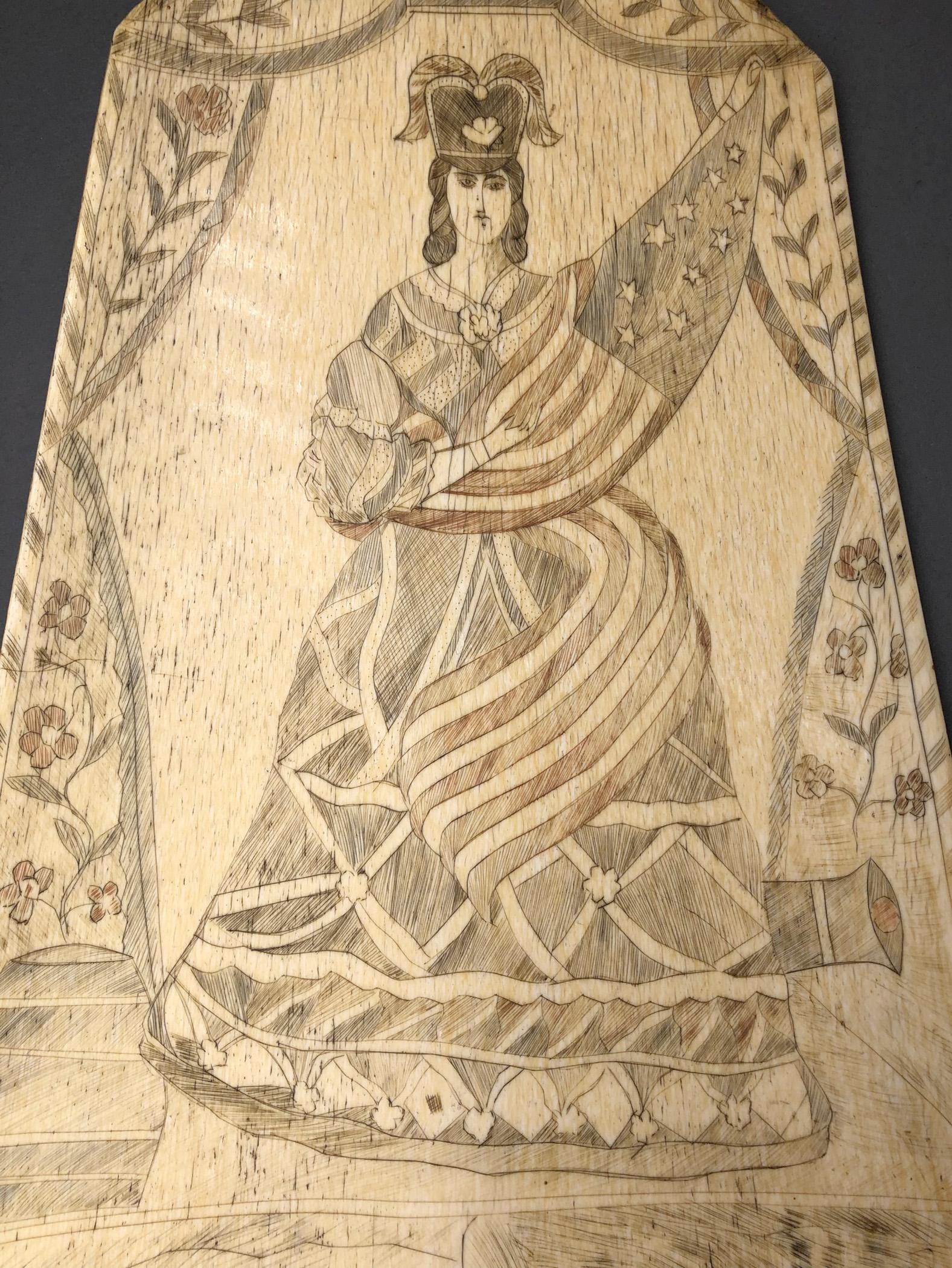 1967.0888 Plaque, Scrimshaw picture, view5 Obverse detail