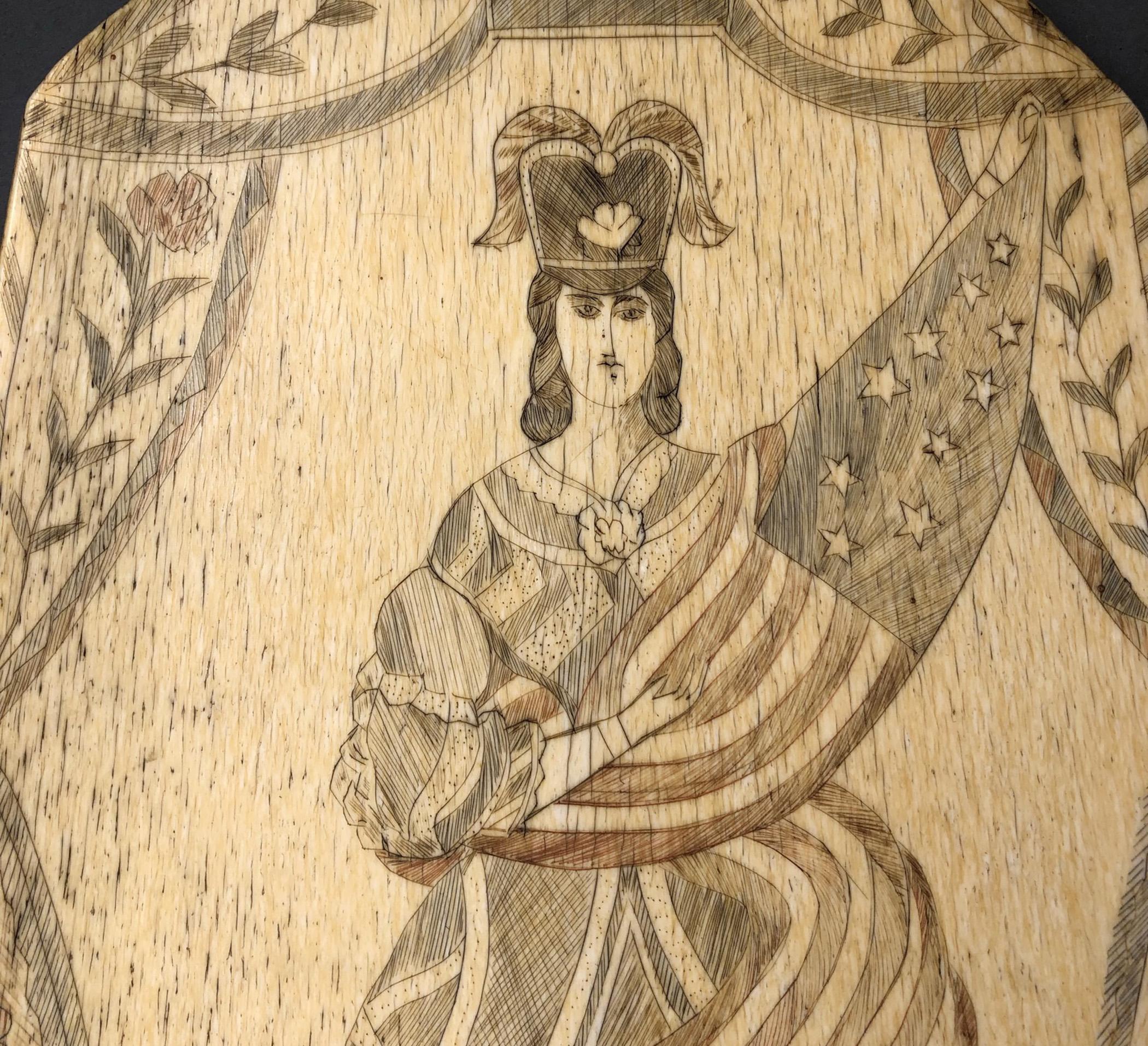 1967.0888 Plaque, Scrimshaw picture, view6 Obverse detail