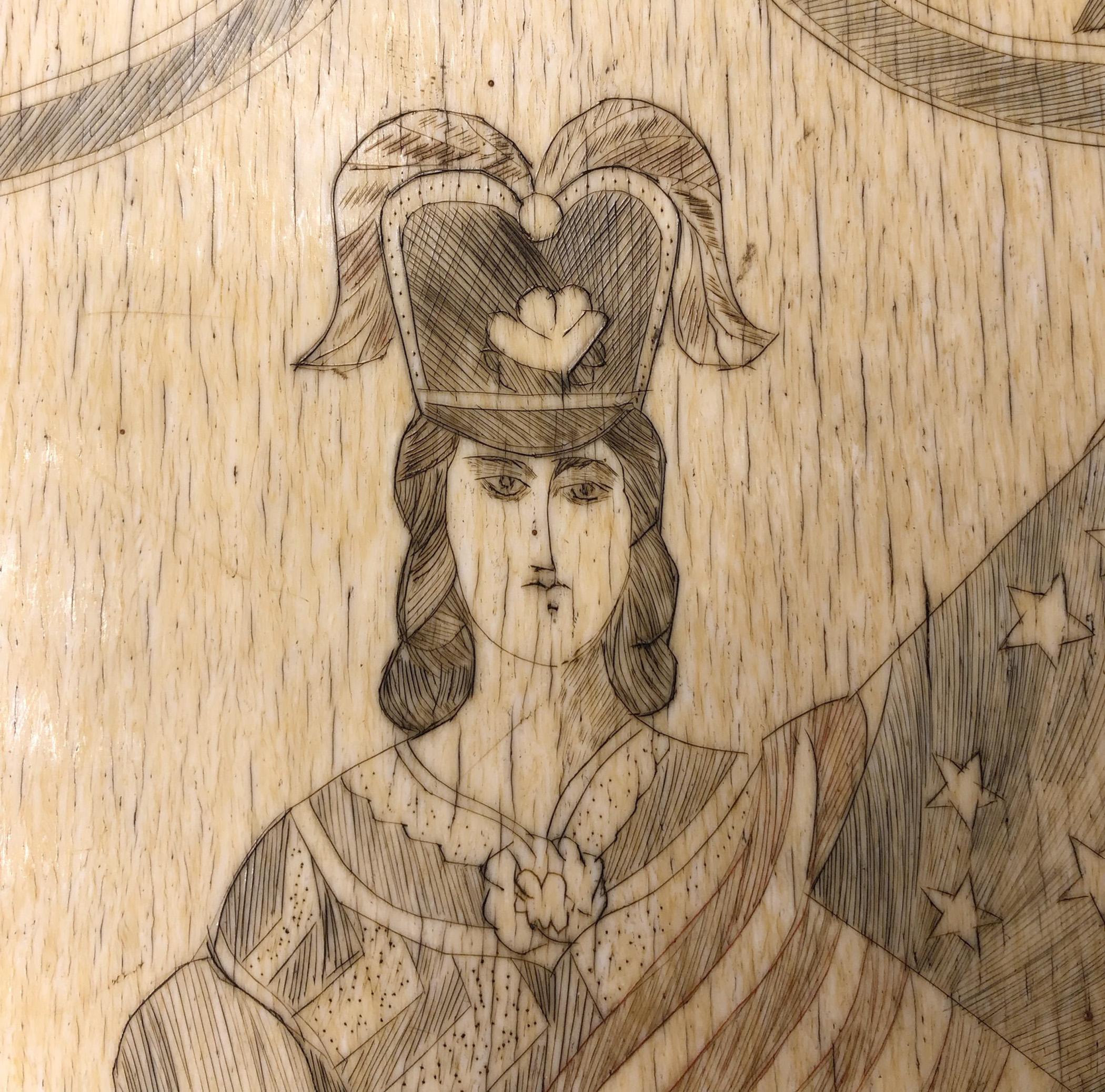 1967.0888 Plaque, Scrimshaw picture, view7 Obverse detail