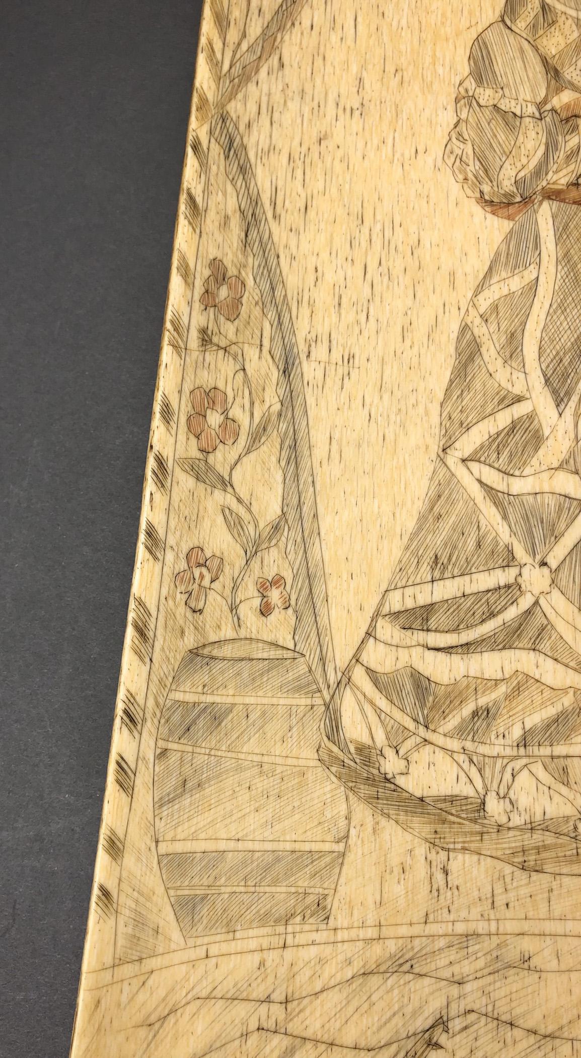 1967.0888 Plaque, Scrimshaw picture, view9 Obverse detail