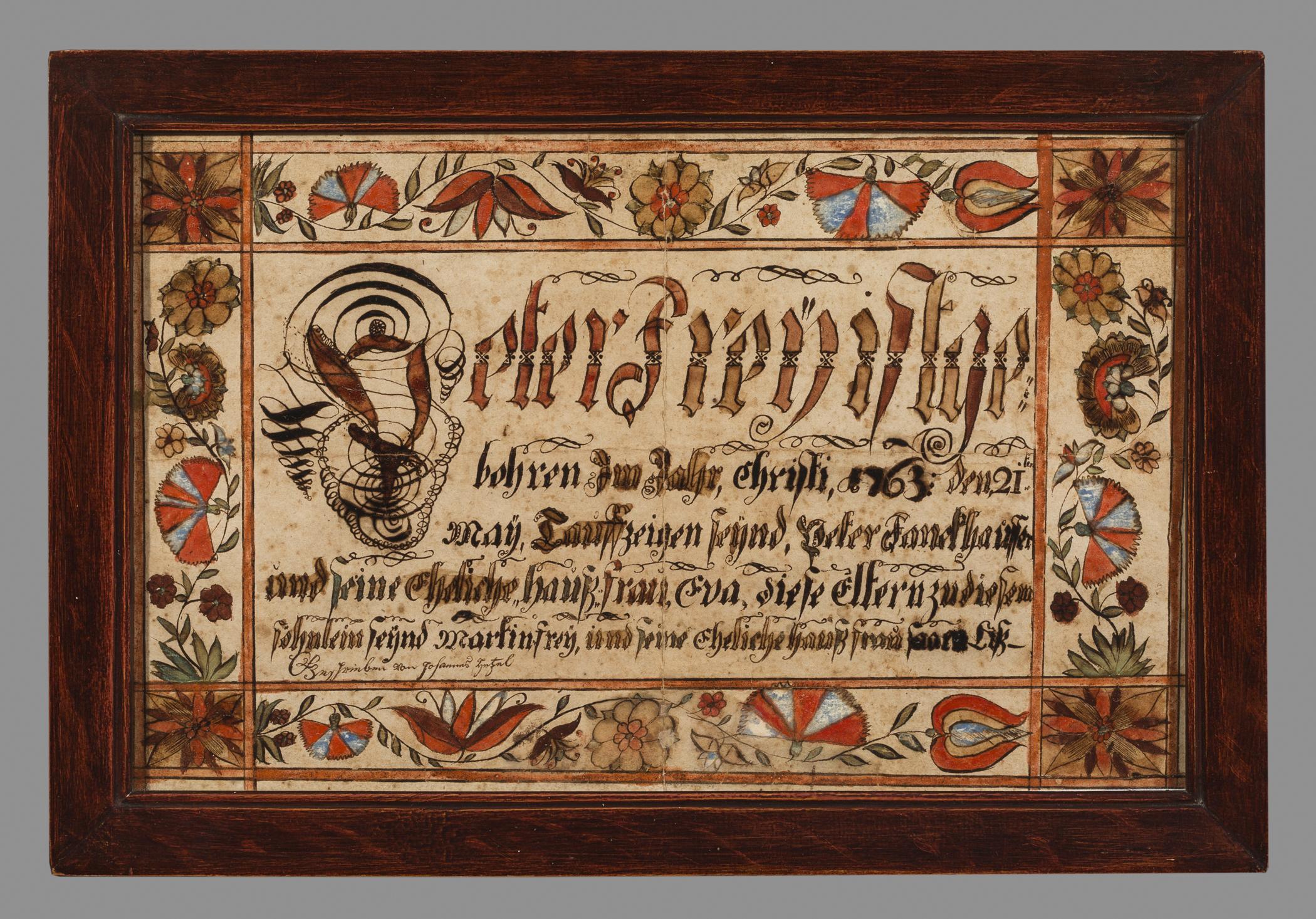 1967.0920 Fraktur, 1967.0922 Frame, view 1