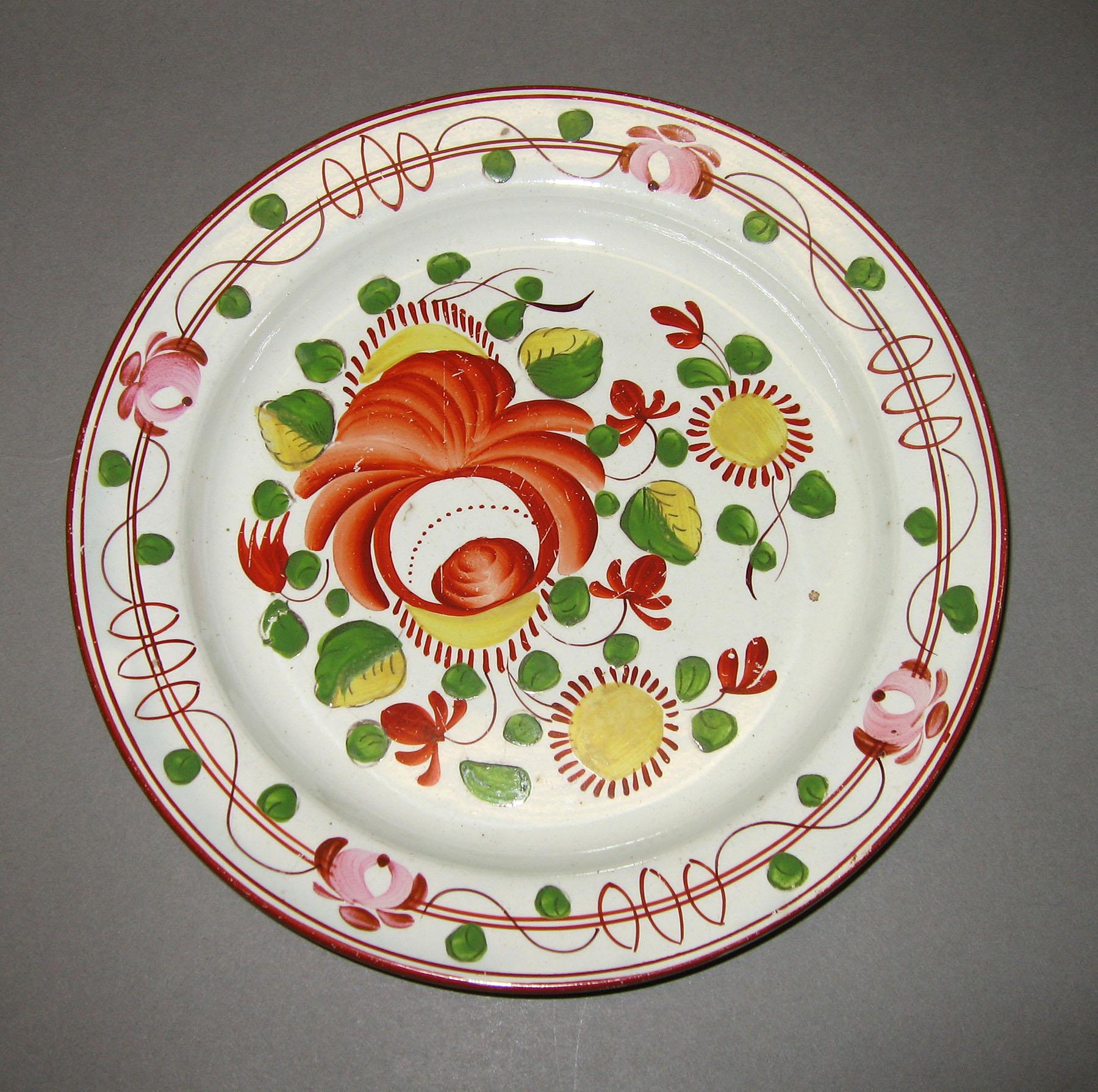 1967.1027.002 Rose pattern pearlware plate