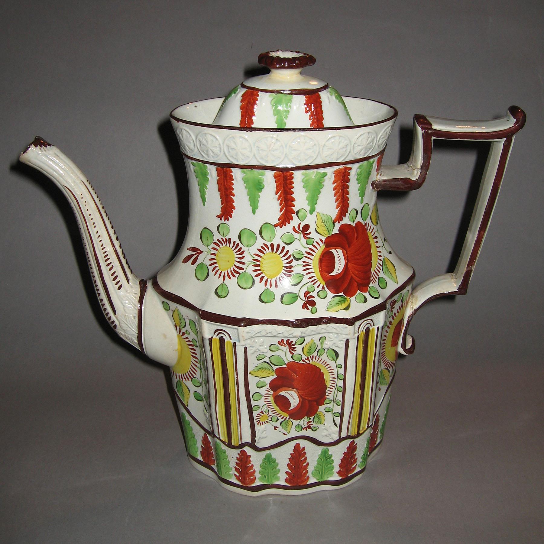 1967.1050.002 A, B Pearlware coffee pot