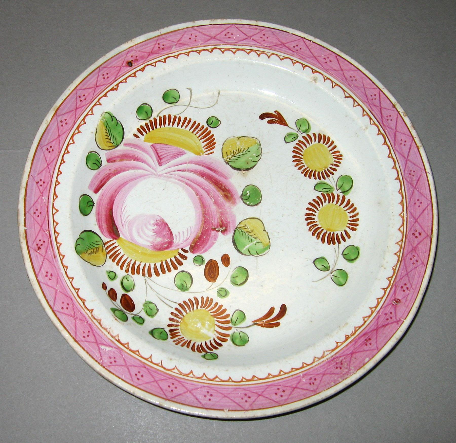 1967.1063.001 Rose pattern pearlware plate
