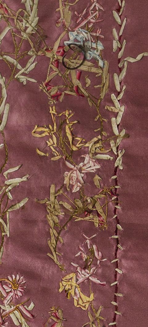 1967.1103.001 Textile, embroidered, reverse, detail 5