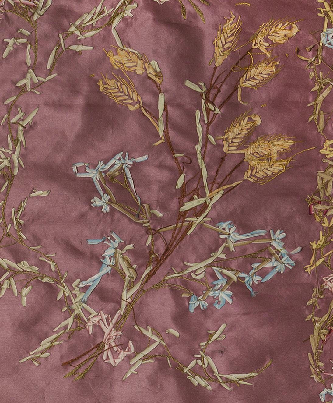 1967.1103.001 Textile, embroidered, reverse, detail 2