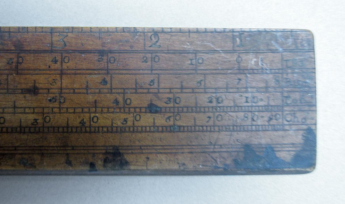 1957.0026.299, Rulers, large ruler side 1 detail 4