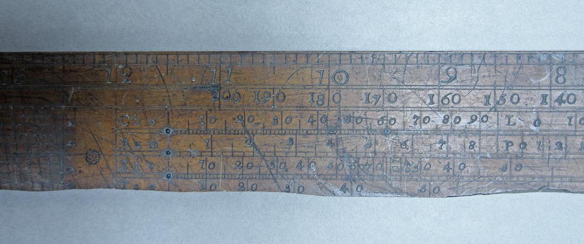 1957.0026.299, Rulers, small ruler side 1 detail 2