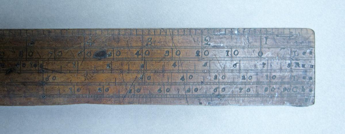 1957.0026.299, Rulers, small ruler side 1 detail 3