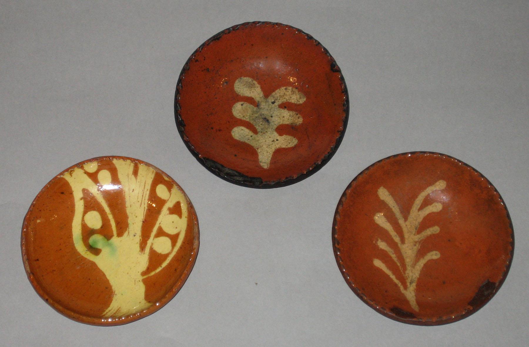 1960.0670; 1967.1219; 1960.0672 Small redware dishes