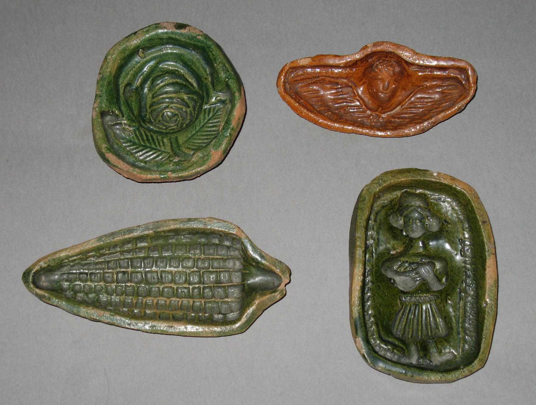 1967.1250-.1252; 1960.0682 Molds (4) redware