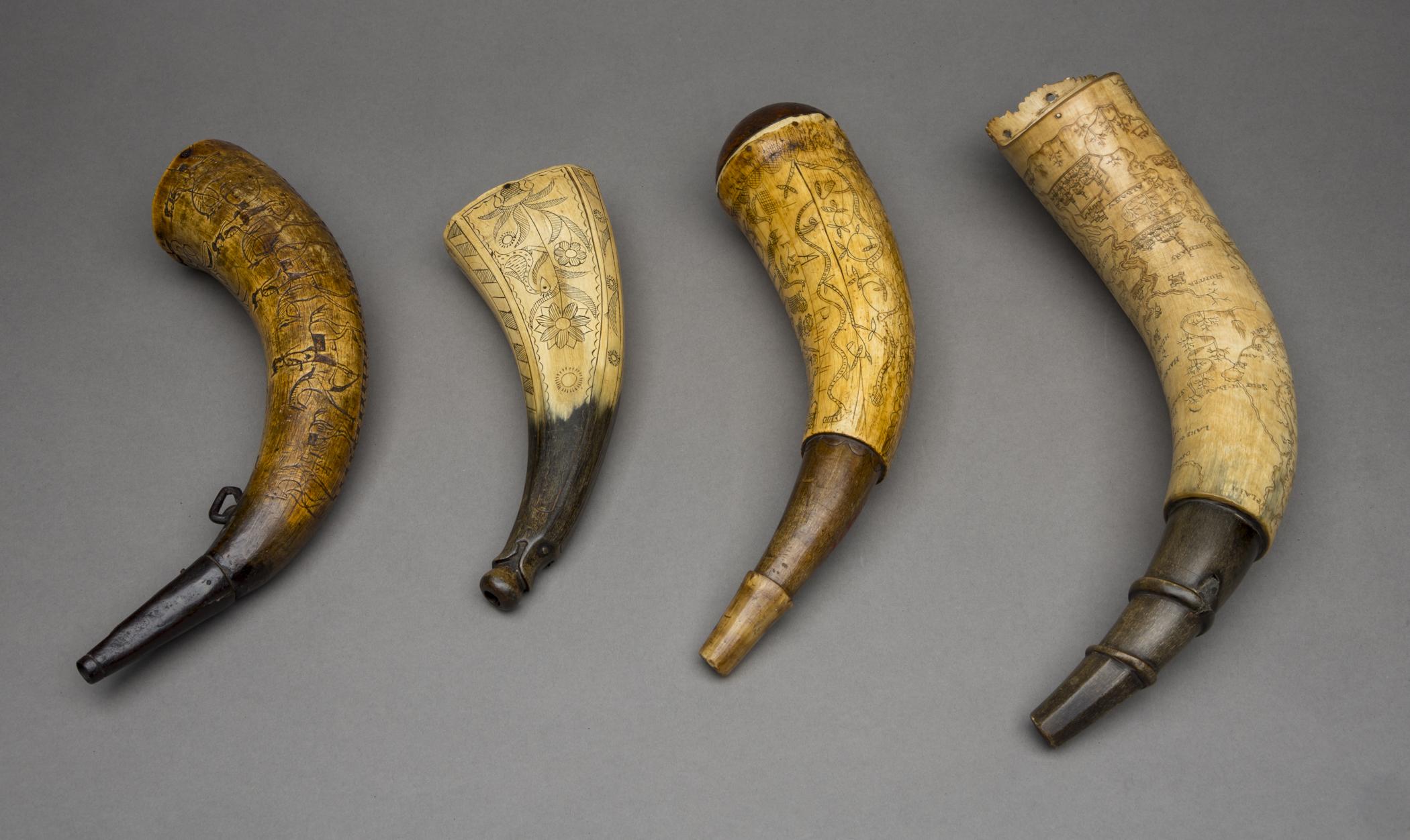 1954.0023.002, 1967.1261, 1965.2744 A, 1958.1000 Powder horn (4), view 1