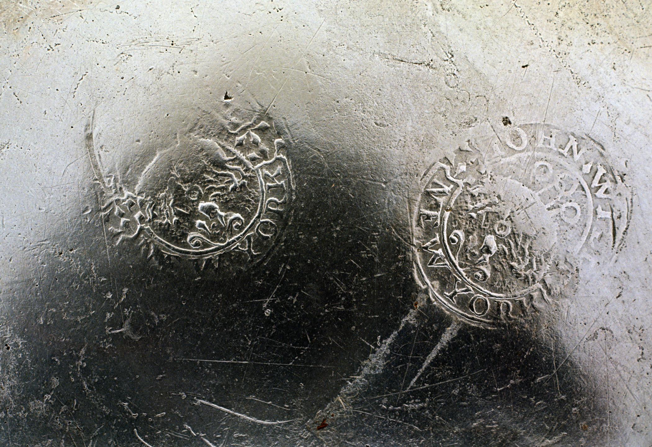 1967.1365 Pewter plate (marks)