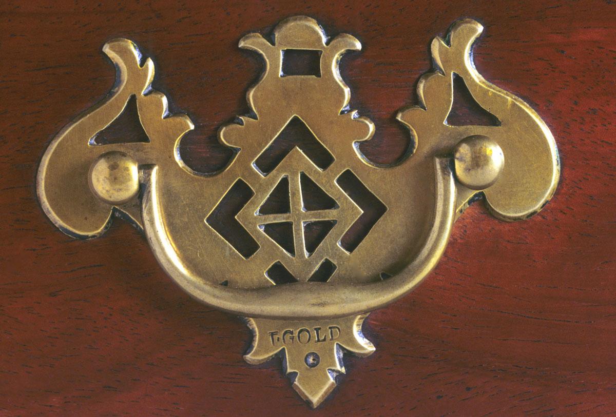 1967.1445 Chest, High Chest, drawer pull plate, handle