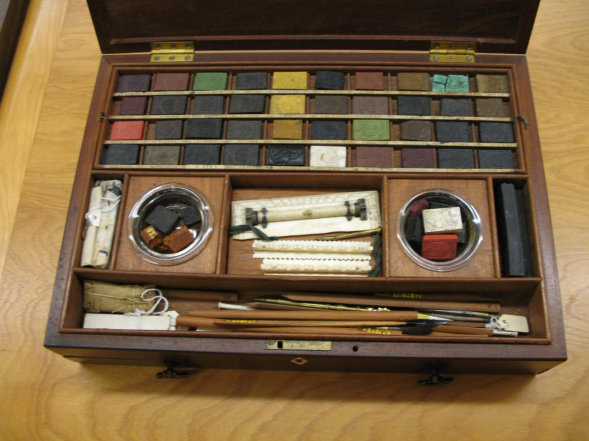 1967.1828  Watercolor Box, detail of contents
