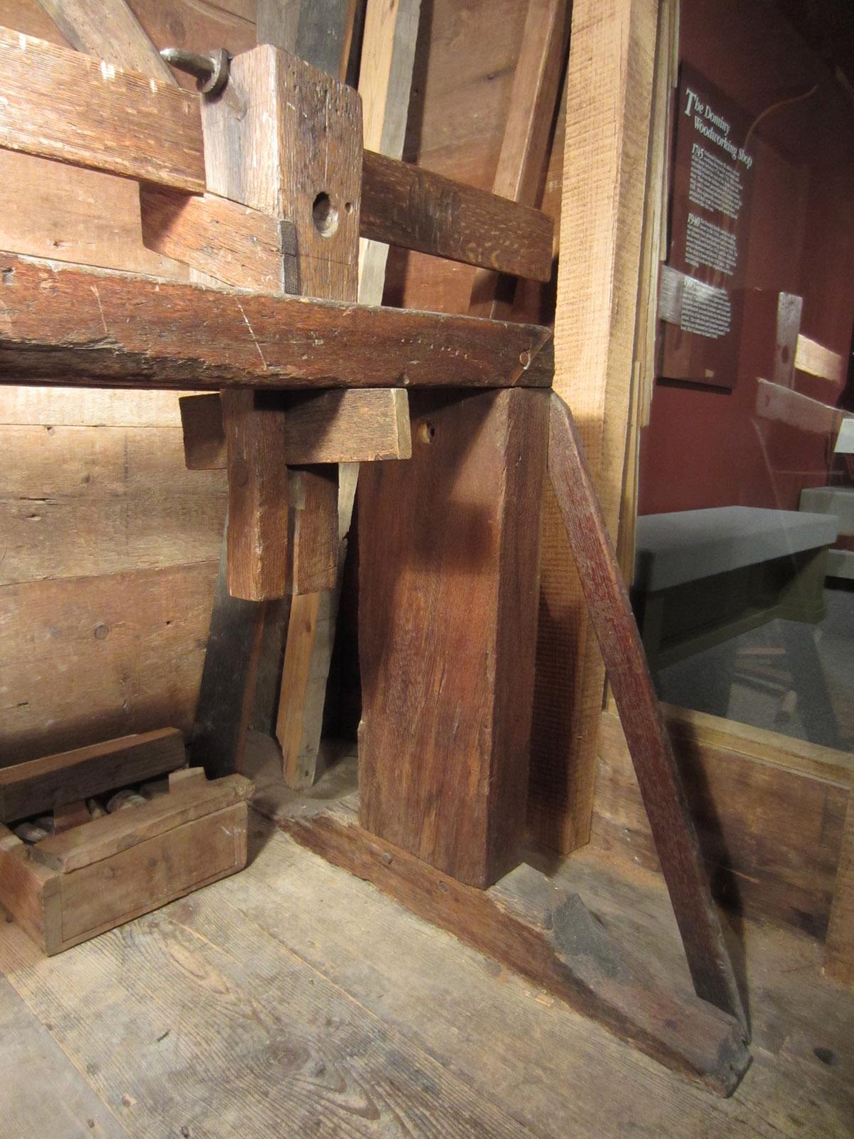 1957.0026.372 A Pole lathe, trestles and bed, Right side full