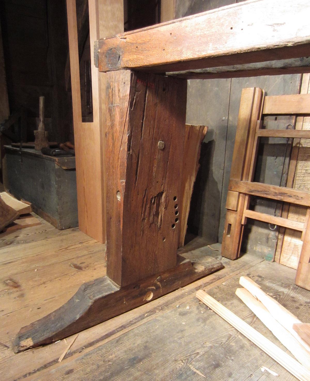1957.0026.372 A Pole lathe, trestles and bed,  Left side full