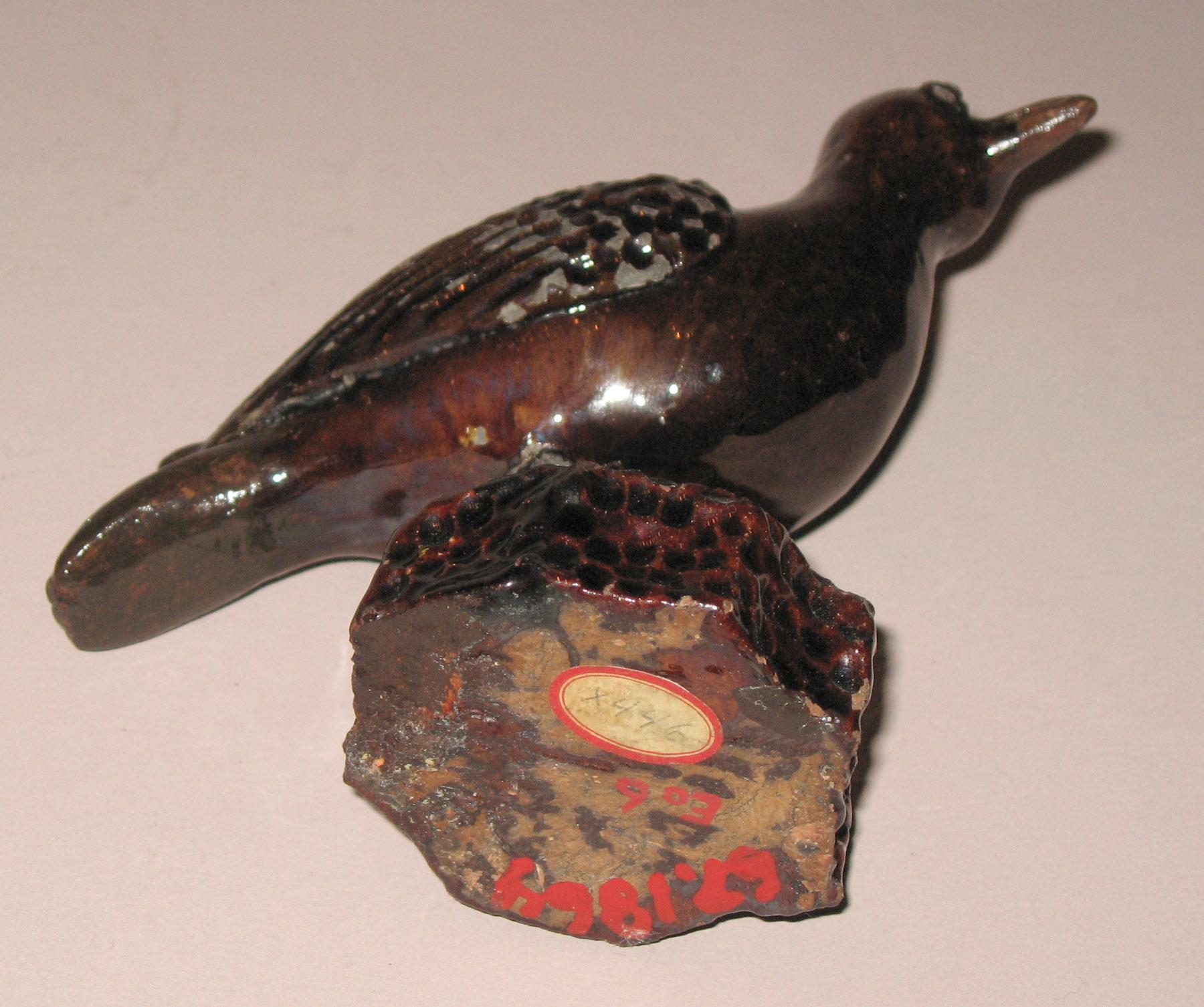 1960.0684 Redware bird (bottom)