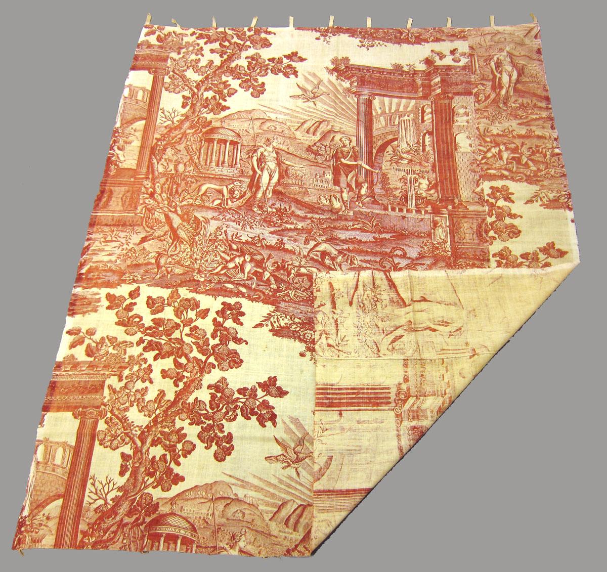 1968.0004 Textile, printed partial folded corner