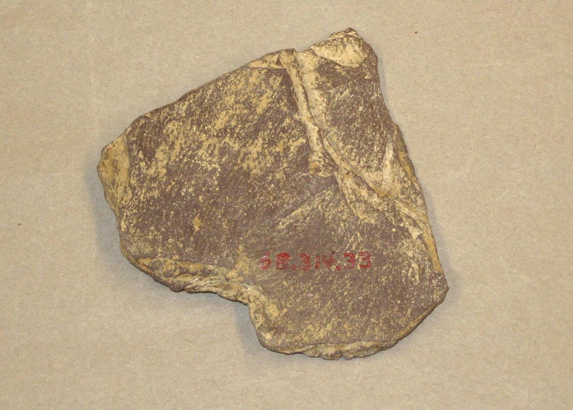 1968.0314.033 (Stone) slate fragment-underside