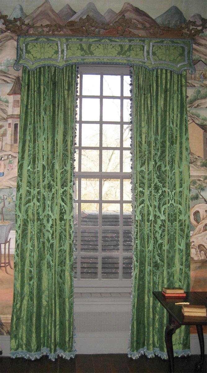 1968.0338.002 A, B, C Window Hangings, side curtains and pelmet