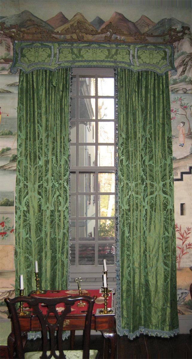 1968.0338.003 A, B, C Window Hangings, side curtains and pelmet
