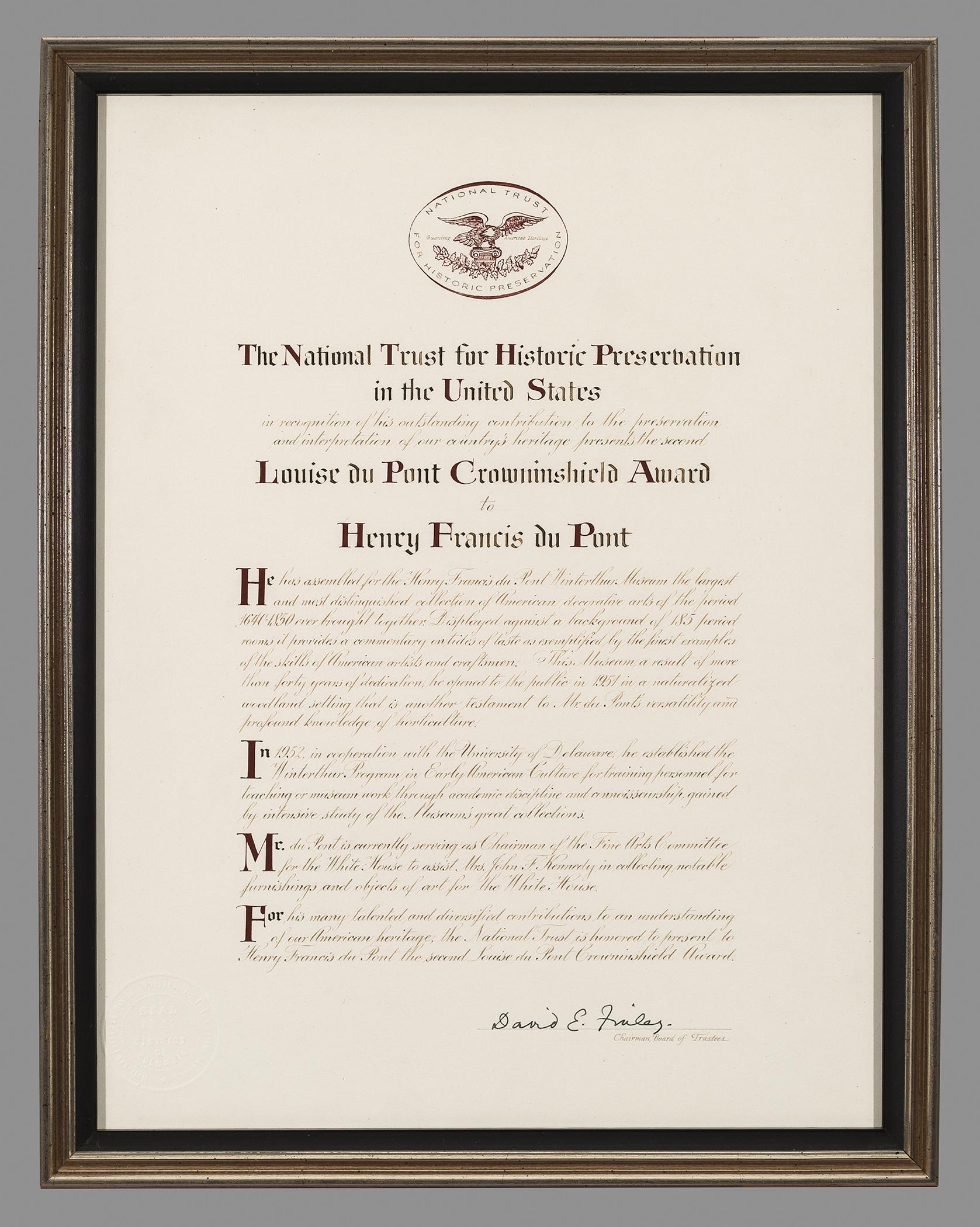 1968.0710 A Certificate, B Frame, view 1