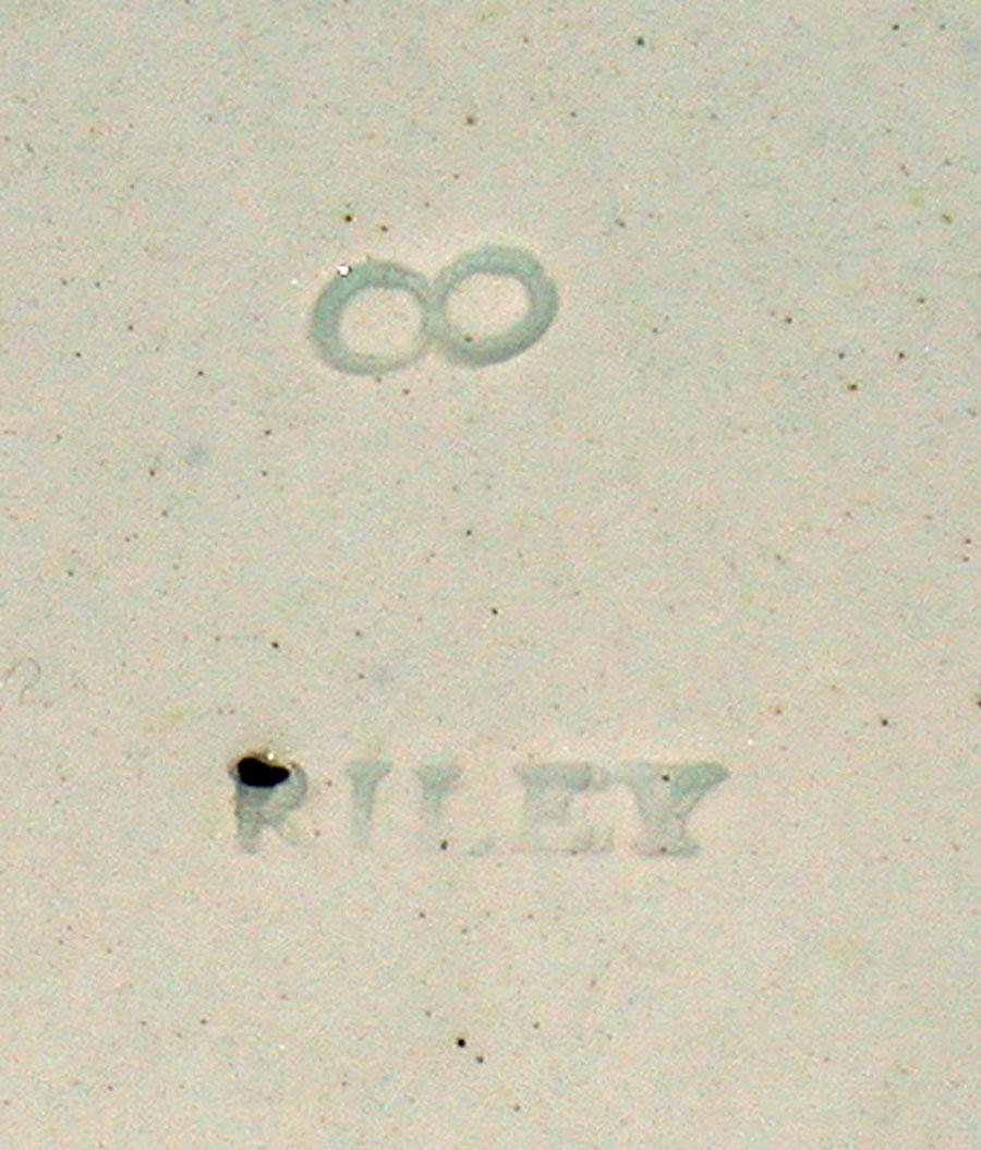 1969.0340.002 Pearlware Riley plate (marks)