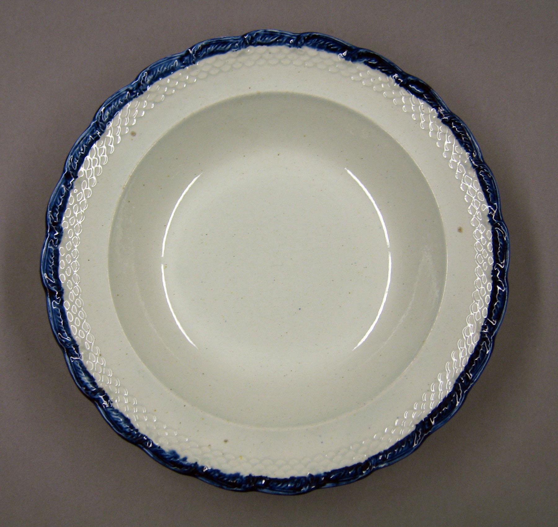 1969.0363.004 Pearlware E.Wood & Sons marked soup plate