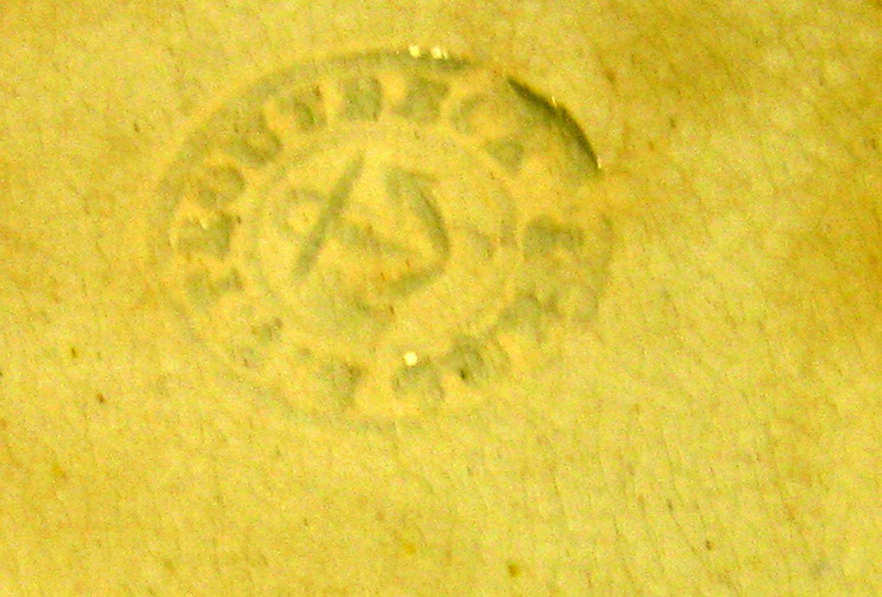 1969.0371.002 Spatterware saucer (mark)