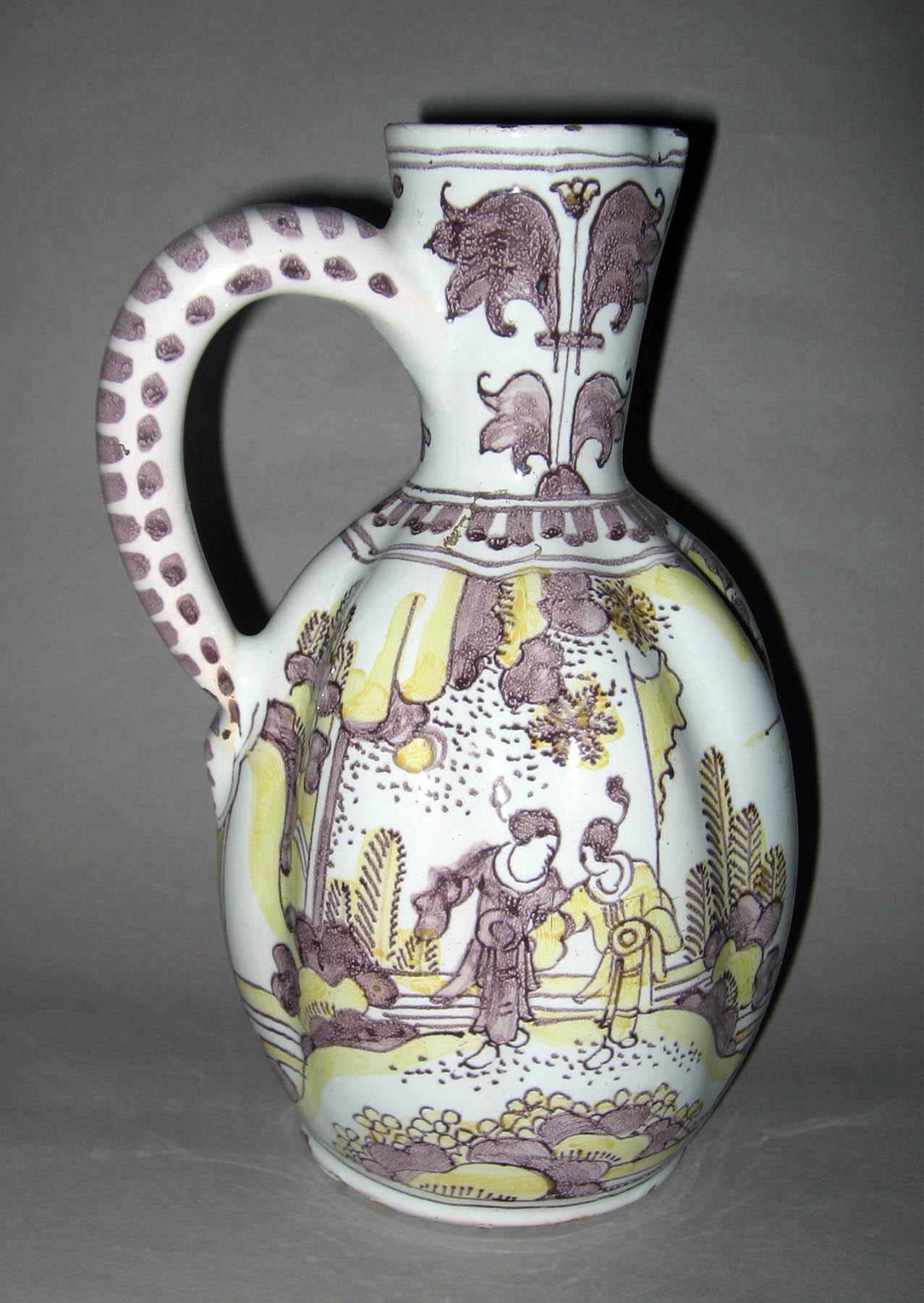 1969.0381 Tin-glazed earthenware ewer (view 2)