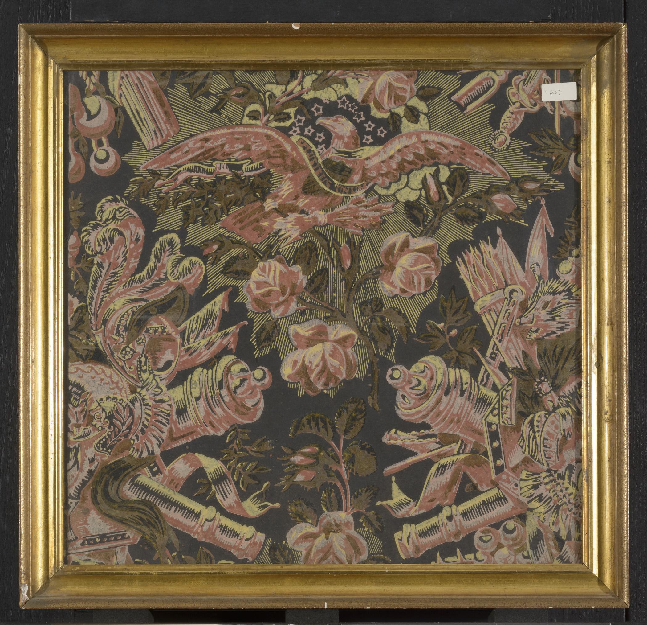 1969.0429 A, B Wall covering and Frame, view 1