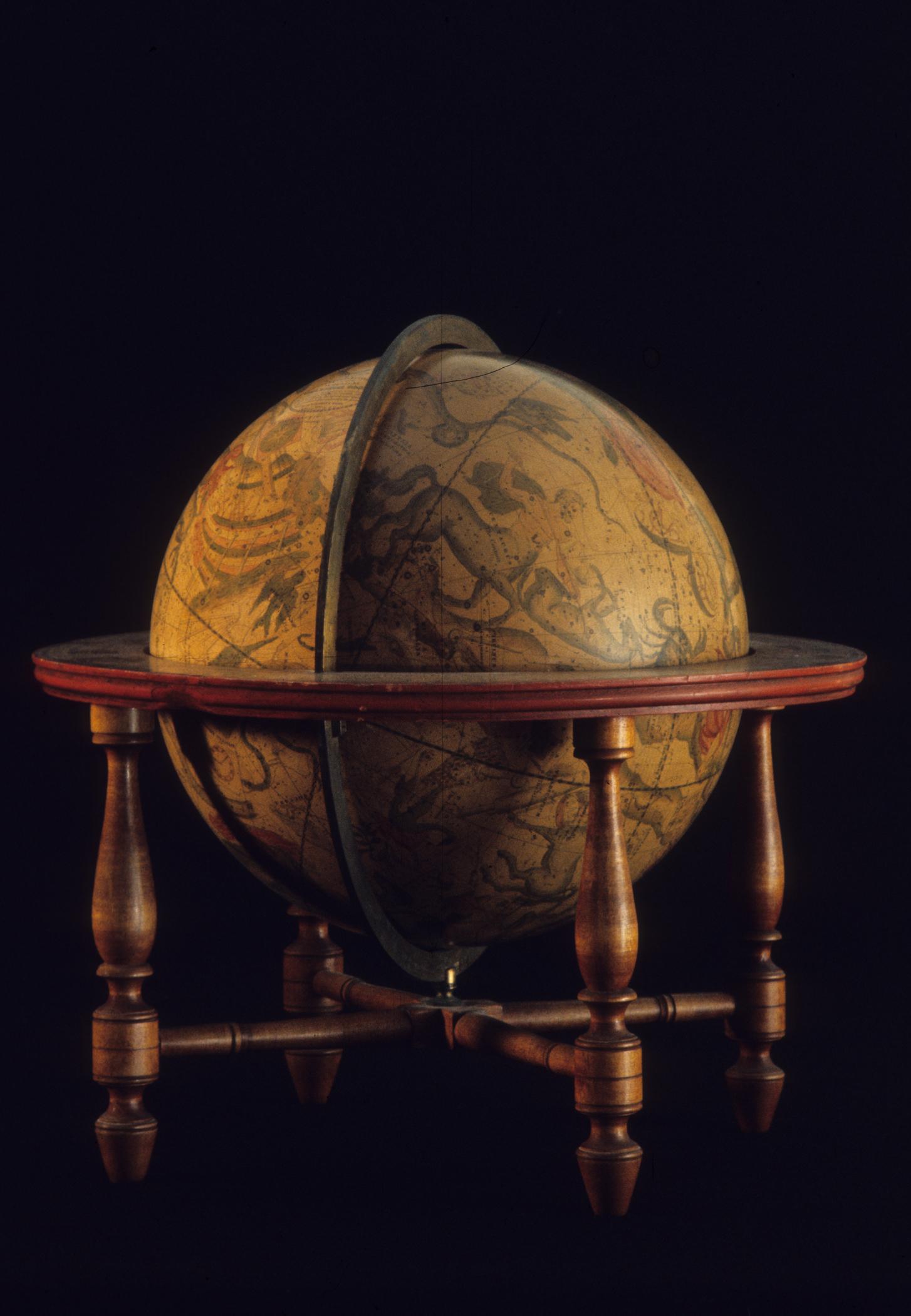 1969.0460.001 Globe with stand, Celestial globe with stand, [1969.0460.001] Globe with stand, View 1