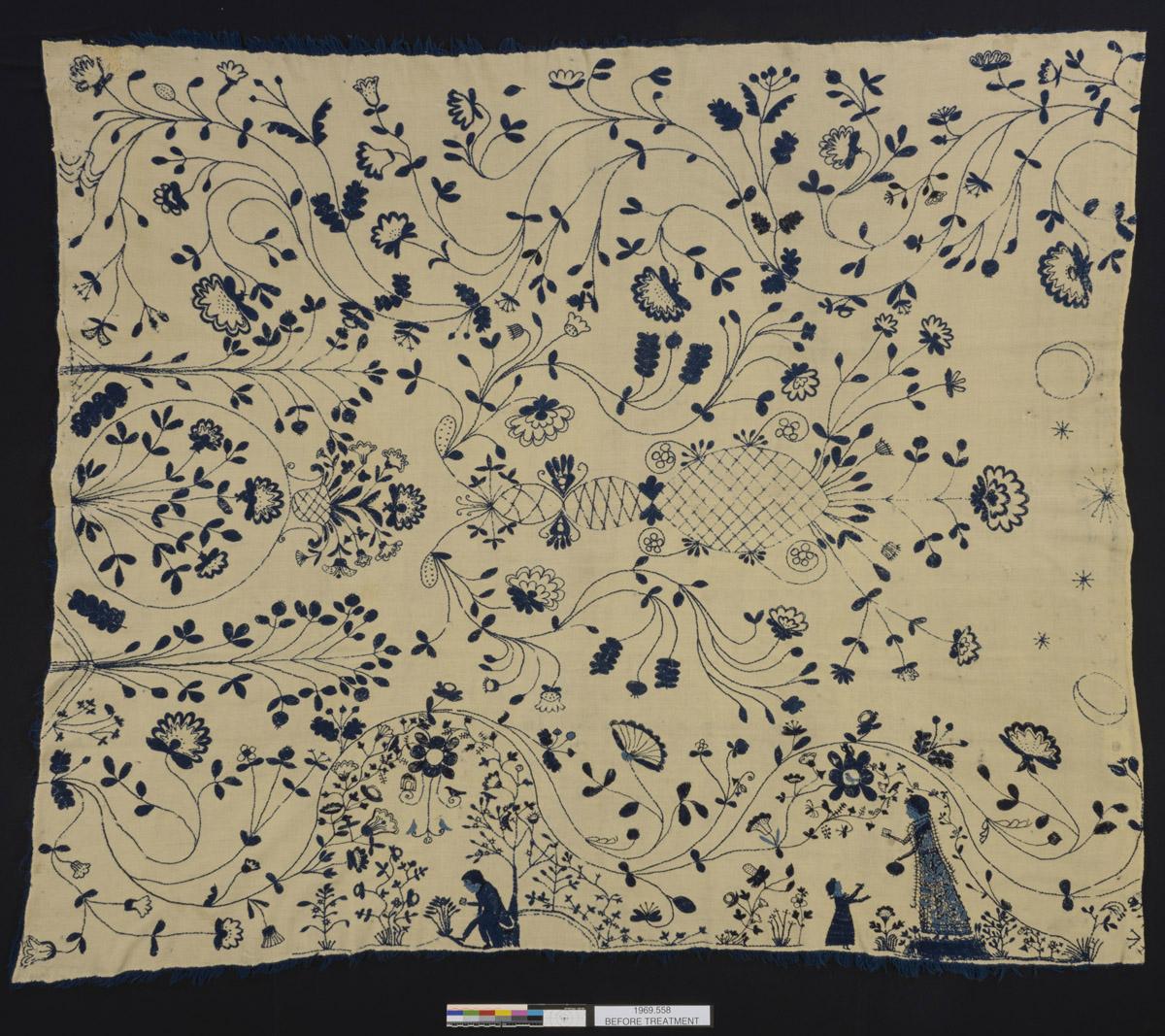 1969.0558 Bedcover, before conservation treatment