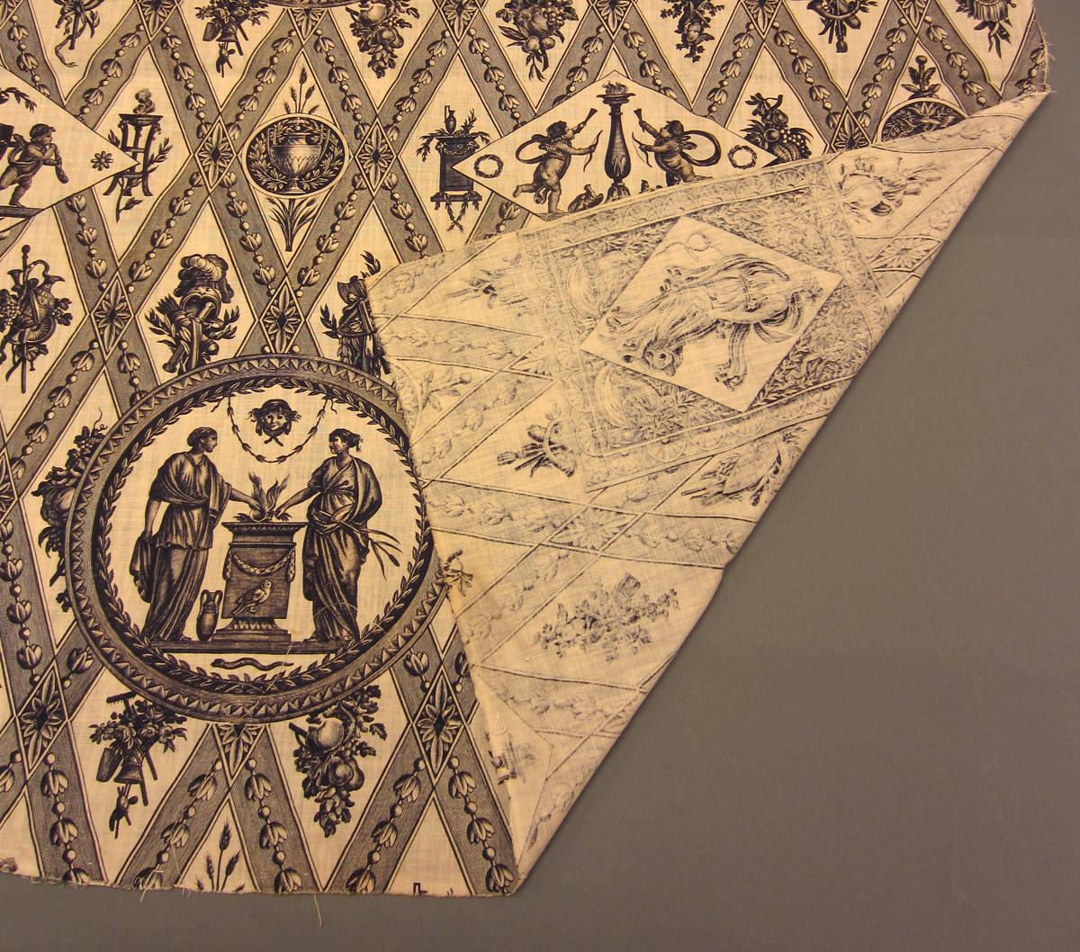 1969.0591.001 Textile, printed partial folded corner