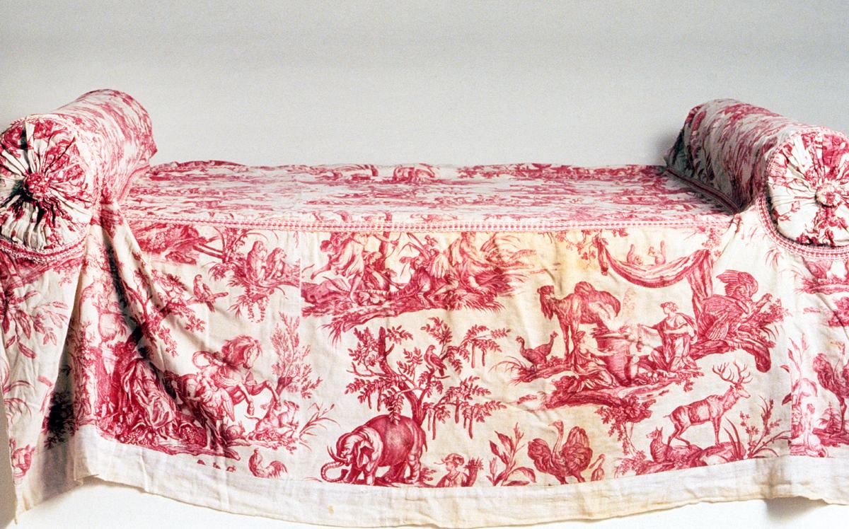 1969.0594, 1957.1318.003 A,B, 1955.0790 Slip Cover, Bolsters and Bed