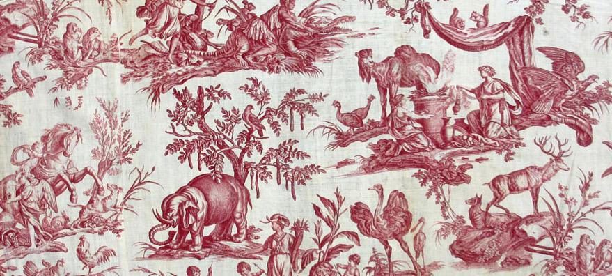 T30 textile, printed design repeat red
