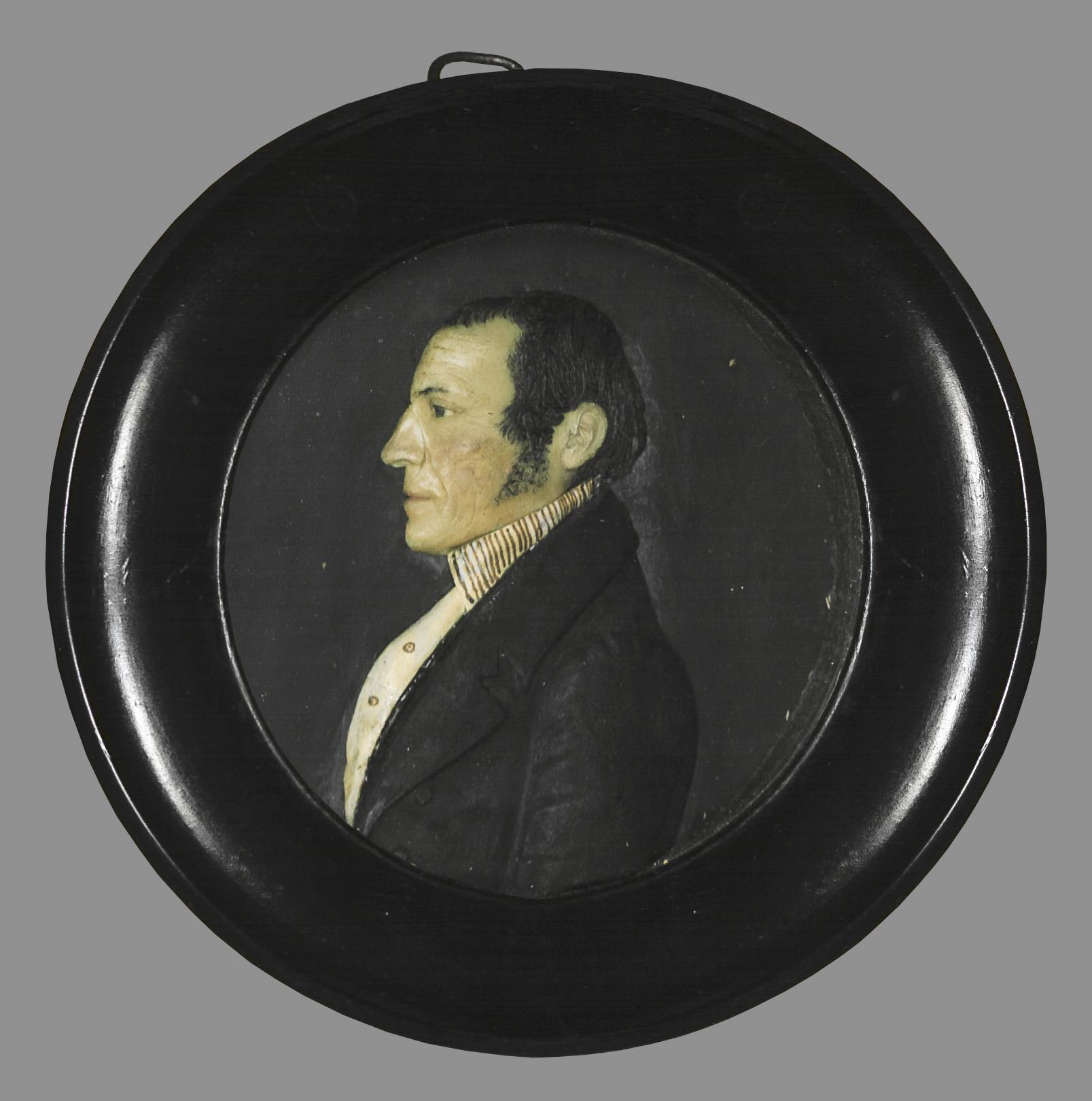 1969.0769 A Wax portrait, B Frame, view 1